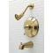 Kingston Brass Tub and Shower Faucet, 3, Wall Mount, Brushed Brass KB3637PL - alternate 2